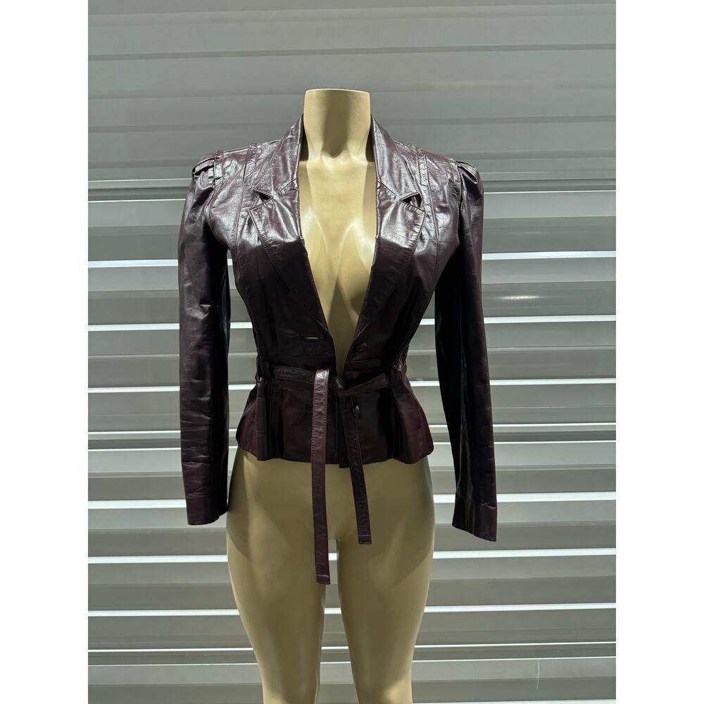 Burgundy leather blazer
